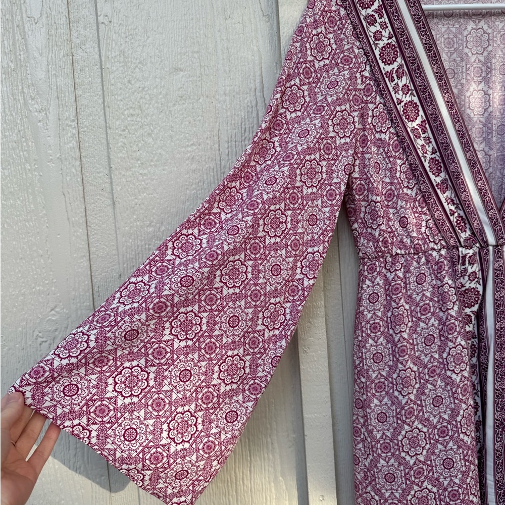 Elegant Floral Jumpsuit/Romper in Burgundy and White.